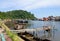 Boats on the Batang Arau River in Padang, West Sumatra