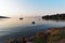 Boats in Bay at Dawn, Greece