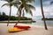 Boats on beach of Sentosa Island in Singapore.