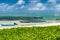 Boats, beach and vegetation of Seychelles