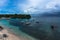 Boats in the beautiful cove of tropical island