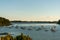 Boats on Bender Island in the Gulf of Morbihan. France