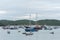 Boats big and small anchored at bay in Buzios, Rio de Janeiro, Brazil