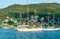 Boats and big yacht in marina next to Bequia island in Saint Vincent and the Grenadines