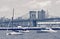 Boats and the Brooklyn Bridge and Empire State Building