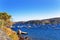 Boats in Cadaques village on bay in Mediterranean Sea summer