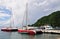 Boats and catamarans anchored