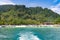 Boats and catamarans near entrance to a lagoon in tropical Koh Hong island is famous tour in Andaman sea