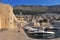 Boats at the city walls of Dubrovnik