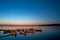 Boats on the coast of Porec in the evening