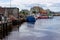 Boats, colourful wooden buildings, harbour, Peggy\'s Cove, Nova Scotia