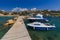 Boats on Coral beach in Paphos Cyprus