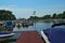 Boats at Danube pier dock in Novi Sad, Serbia