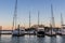 Boats at Dawn moored at York River Yacht Haven in Gloucester Point VA