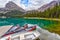 Boats on Dock at Lake O`Hara in the Canadian Rockies of Yoho National Park