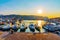 Boats docked in a small fishing town