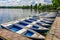 Boats at the docks on Herastrau Lake Bucuresti Romania - Herastrau park