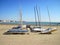 Boats on the empty beach