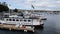 Boats and ferries on the lake of center of Stockholm