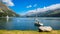 Boats floating on Lake Silvaplana or Silvaplanersee; Lej da Silvaplauna