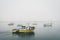 Boats on a foggy morning in Morro Bay, California