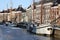 Boats in a frozen canal