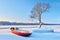 Boats on the frozen river.