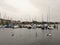 Boats in Geneva Leman lake in Switzerland