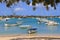 Boats at Grand-baie beach in Mauritius