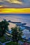 Boats in the harbor of Lohme with sunset in the background. Island RÃ¼gen on the Baltic Sea. Germany