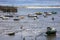 Boats in harbor at low tide in Granville France