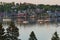 Boats in the harbor in Lunenburg, Nova Scotia, Canada at sunset