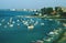 Boats at a harbor oat the coast of southern France in 1967 . What a beautiful day .