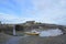 Boats in harbour at low tide