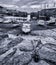 Boats in harbour at Mousehole,Cornwall at low tide