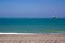 Boats on the horizon. Dieppe, Seine-Maritime, France.