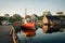 Boats and houses along Peggys Cove Harbor, Peggys Cove, Nova Scotia, Canada