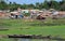 Boats an houses in Amazonia