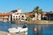 Boats and houses in Vrboska village, Hvar island, Dalmatia, Croatia, Europe. Travel and vacation destination. Ancient fisherman