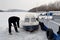 Boats in ice on the river Borcea 5