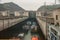 Boats inside locks of ship lift at Three Gorges Dam, China