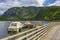 Boats jetty landing stage by the lake VangsmjÃ¸se Vang Norway