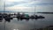 Boats on Lake Champlain in Burlington Vermont at sunset