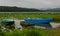 Boats at the lake with lotuses