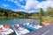 Boats at lake Wildsee at Seefeld in Tirol, Austria - Europe