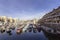 Boats at Limehouse Basin Marina, near Canary wharf riverside, London