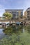 Boats at Limehouse Basin Marina, near Canary wharf riverside, London