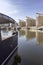 Boats at Limehouse Basin Marina, near Canary wharf riverside, London