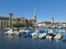 Boats on the Limmat and Fraumuenster