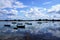 Boats in the little port of the island Saint Cado Brittany France